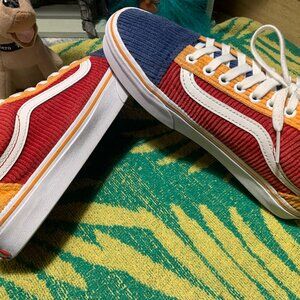 Women's Size 9.0 VANS Old Skool Multi-Color Shoes Corduroy Design Cool Style